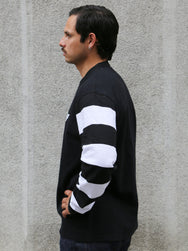 The Real McCoy's Buco Flying Wheel Striped Sleeve Tee – Black/White (BC25001-301)