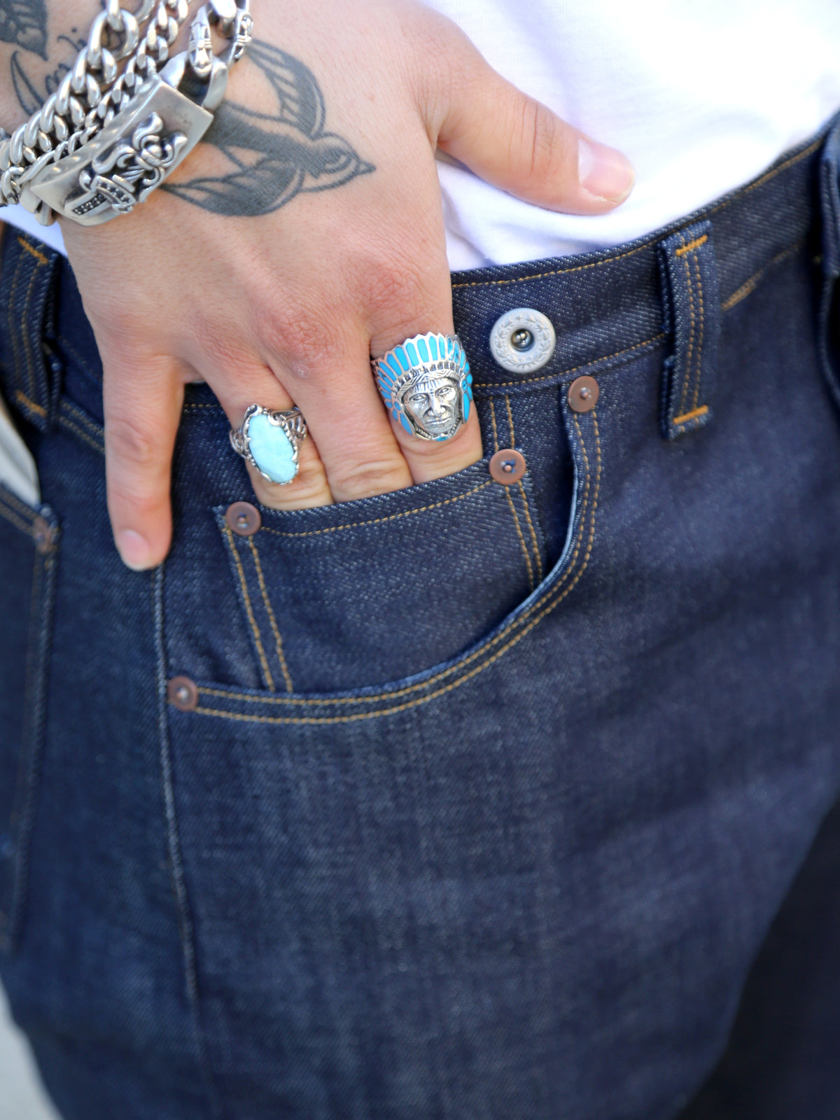 Blue Blanket Denim Pants Single Needle (P35 JP14)