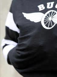 The Real McCoy's Buco Flying Wheel Striped Sleeve Tee – Black/White (BC25001-301)