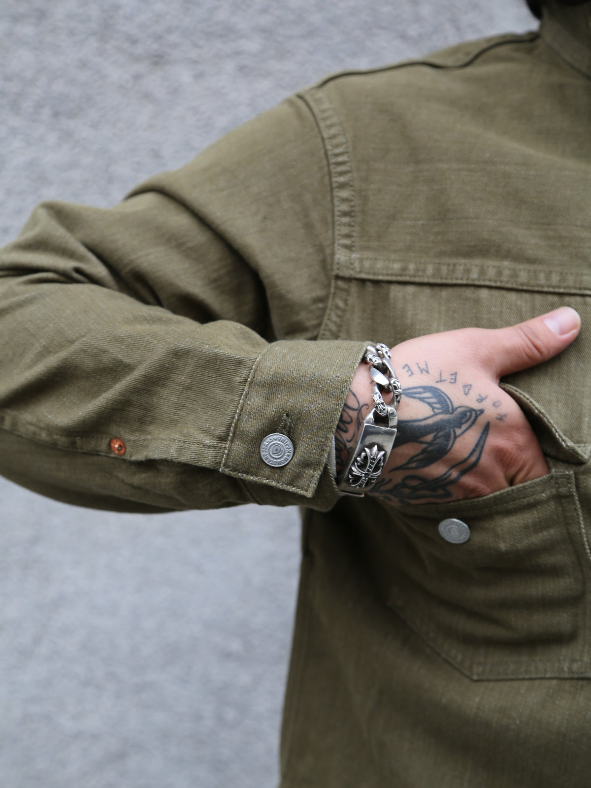 Momotaro 10.5oz Selvedge Denim Jacket – Olive (MXGJ1003)