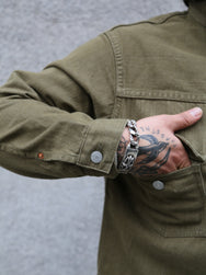 Momotaro 10.5oz Selvedge Denim Jacket – Olive (MXGJ1003)