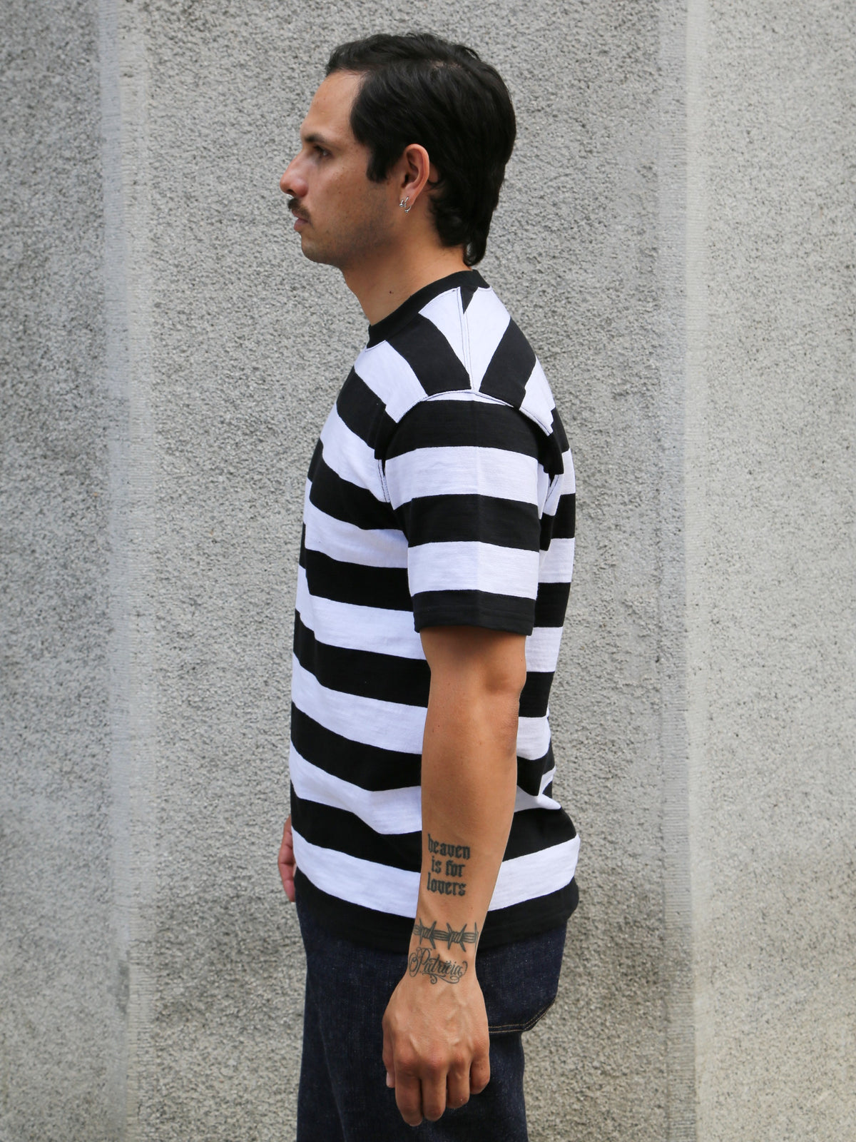 The Real McCoy's Buco Stripe Tee S/S – Black/White (BC24002-010)