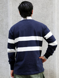 The Real McCOY's Climbers' Striped Rugby Shirt – Navy/Ecru (MC25013)