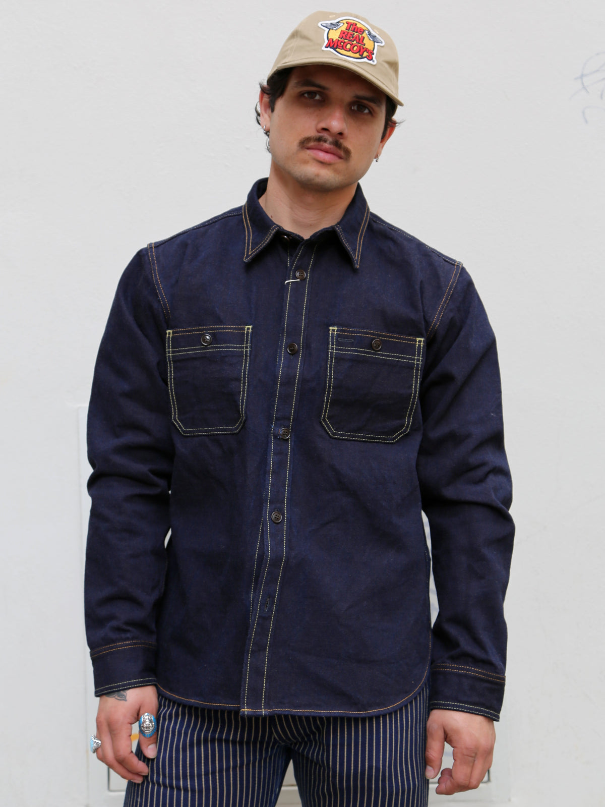 Studio D'Artsian 15Oz "AISHIBUZOME" Natural Indigo X Kakishibu Denim Shrit (D5702)