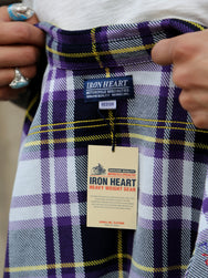 Iron Heart IHSH-382-PUR 9oz Selvedge American Check Work Shirt – Purple