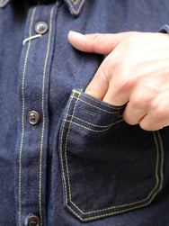 Studio D'Artsian 15Oz "AISHIBUZOME" Natural Indigo X Kakishibu Denim Shrit (D5702)