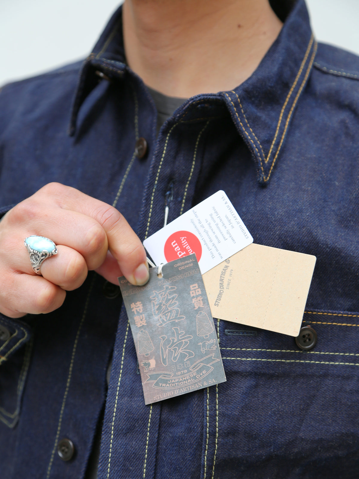 Studio D'Artsian 15Oz "AISHIBUZOME" Natural Indigo X Kakishibu Denim Shrit (D5702)