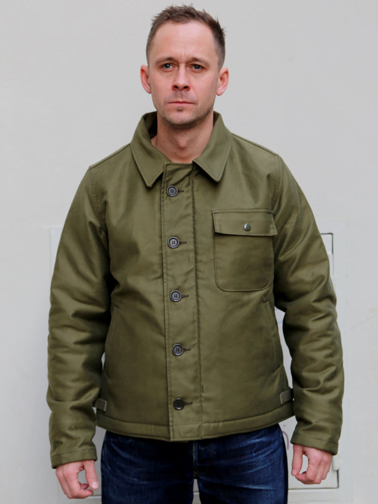 Iron Heart IHM-40-GRN Whipcord A2 Deck Jacket Olive Drab Green