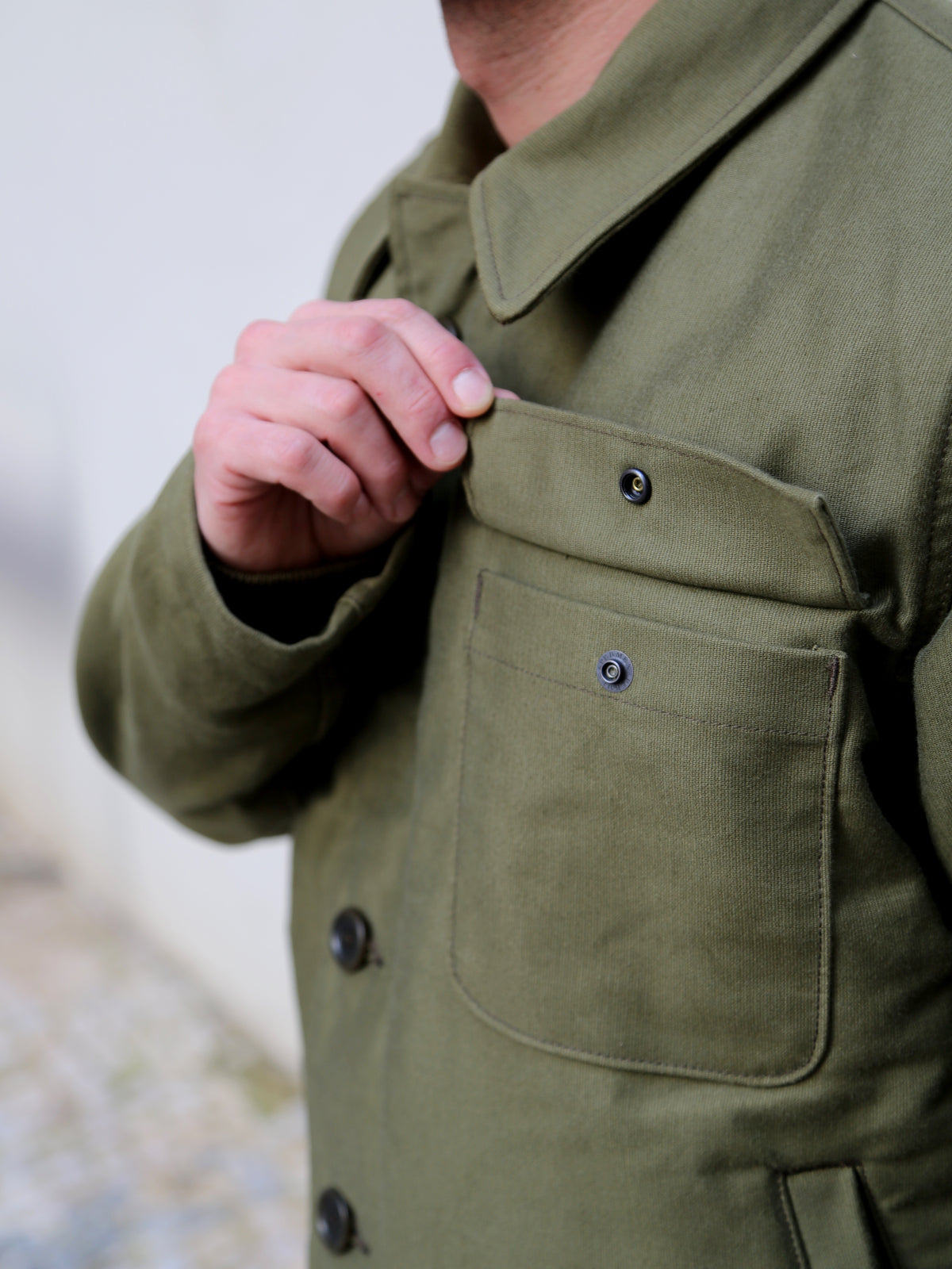 Iron Heart IHM-40-GRN Whipcord A2 Deck Jacket - Olive Drab Green