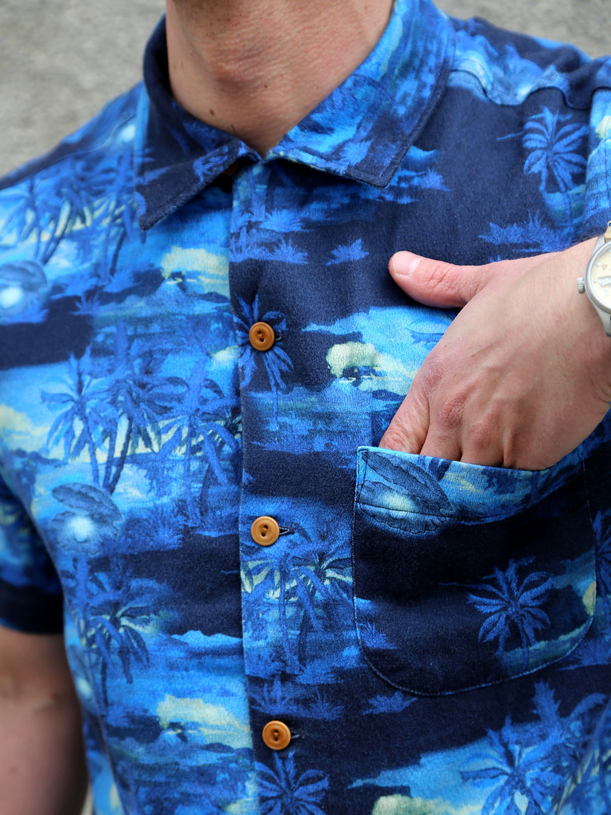 Nudie Jeans Arvid Pearls Hawaii Shirt – Blueberry (140878)