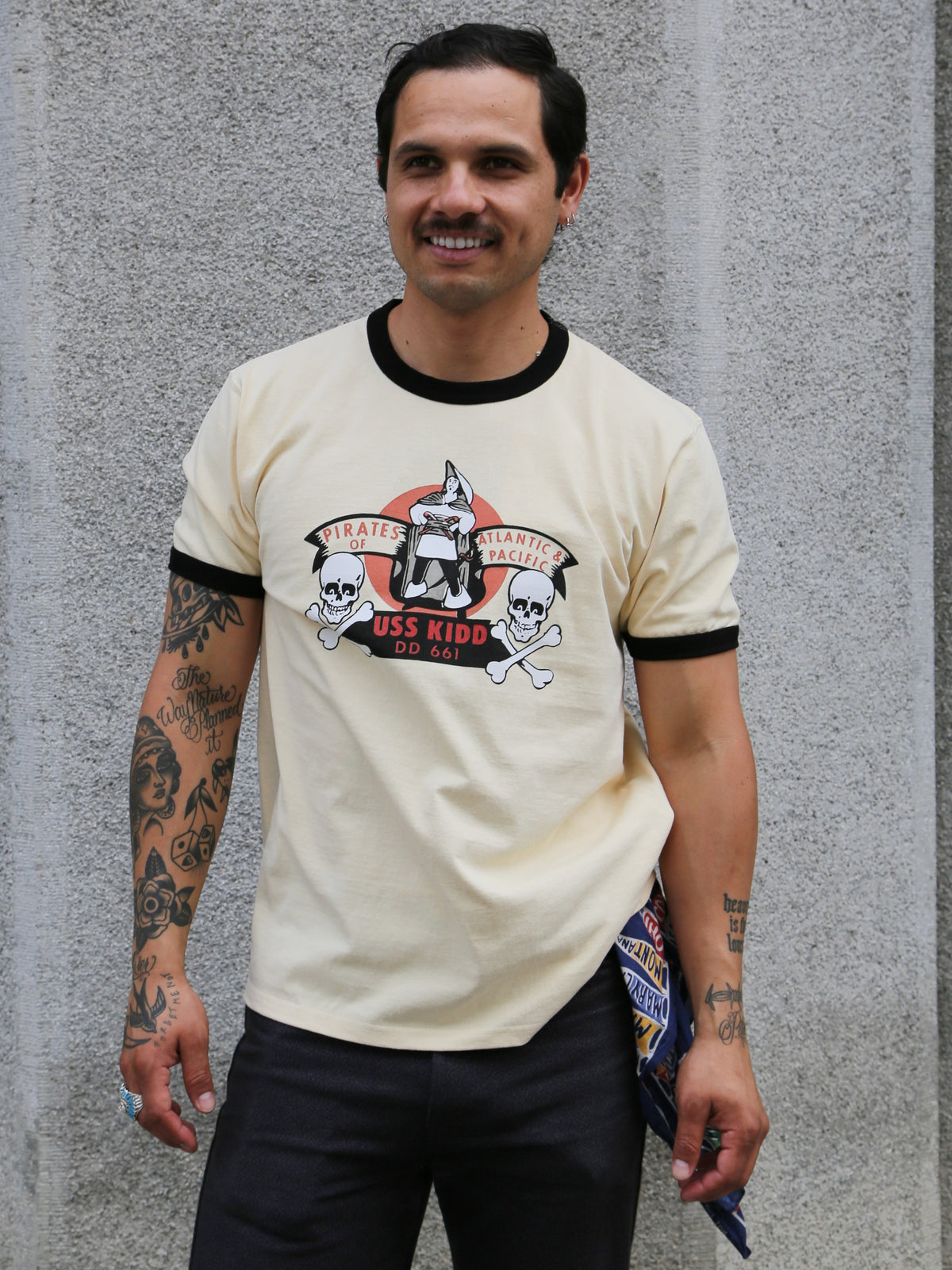 The Real McCoy's Military Tee, USS Kidd – Ecru/Black (MC25005-301)