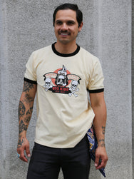 The Real McCoy's Military Tee, USS Kidd – Ecru/Black (MC25005-301)