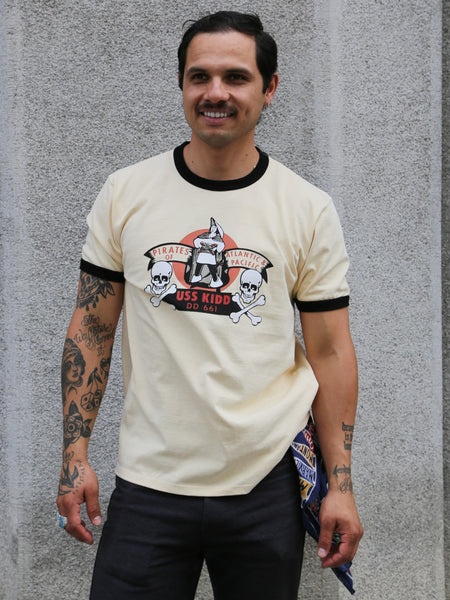 The Real McCoy's Military Tee, USS Kidd – Ecru/Black (MC25005-301)