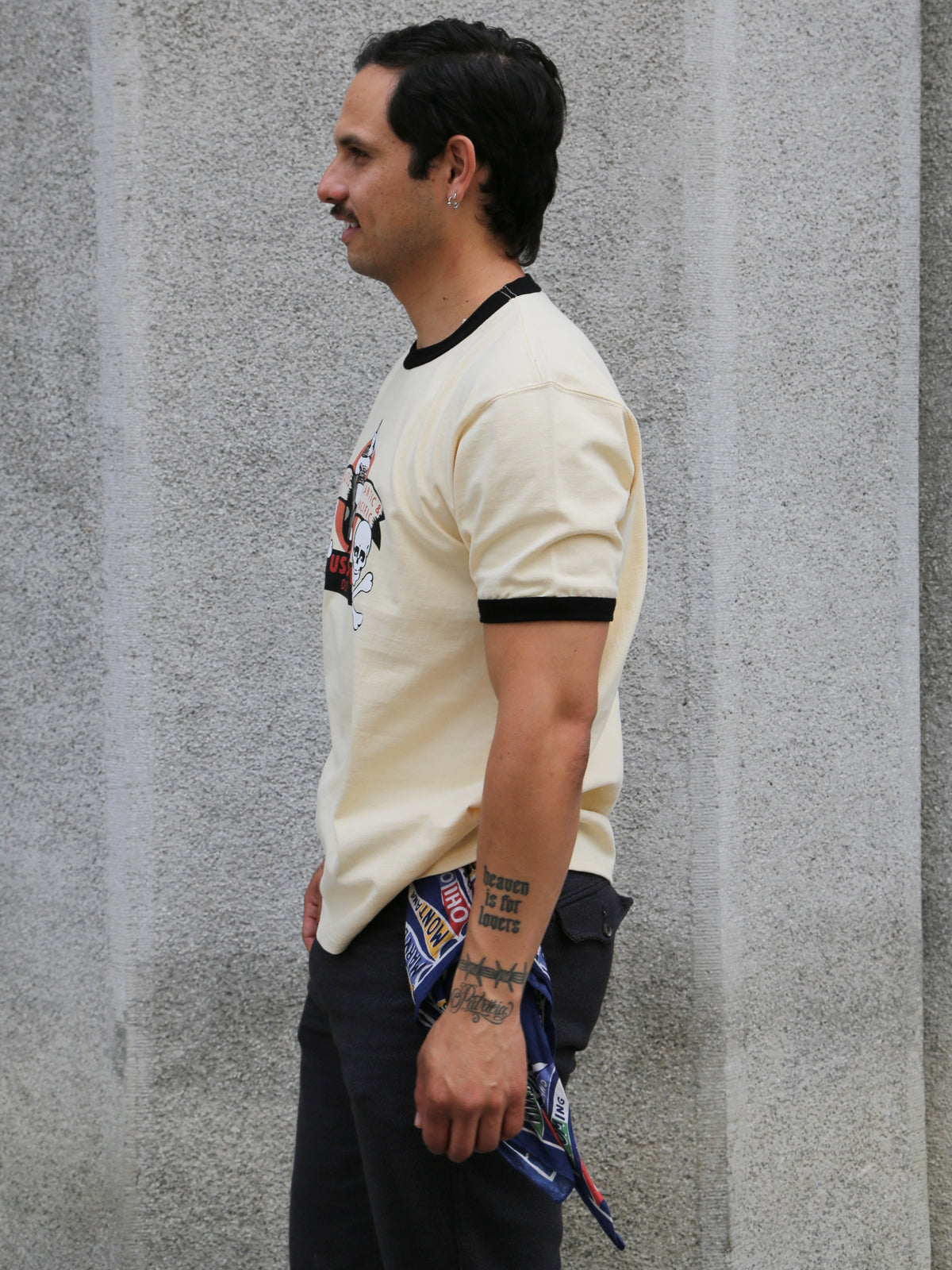 The Real McCoy's Military Tee, USS Kidd – Ecru/Black (MC25005-301)