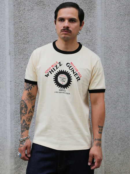 The Real McCoy's Whizz Gunner Tee – Cream/Black (MC25016-301)