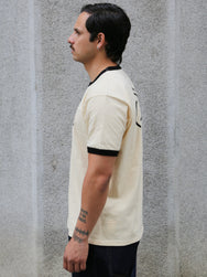 The Real McCoy's Whizz Gunner Tee – Cream/Black (MC25016-301)