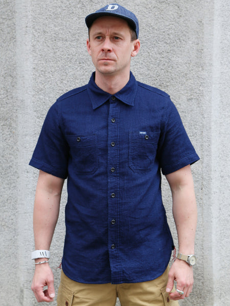 Iron Heart 5oz Double Gauze Short Sleeved Work Shirt – Indigo (IHSH-417-IND)