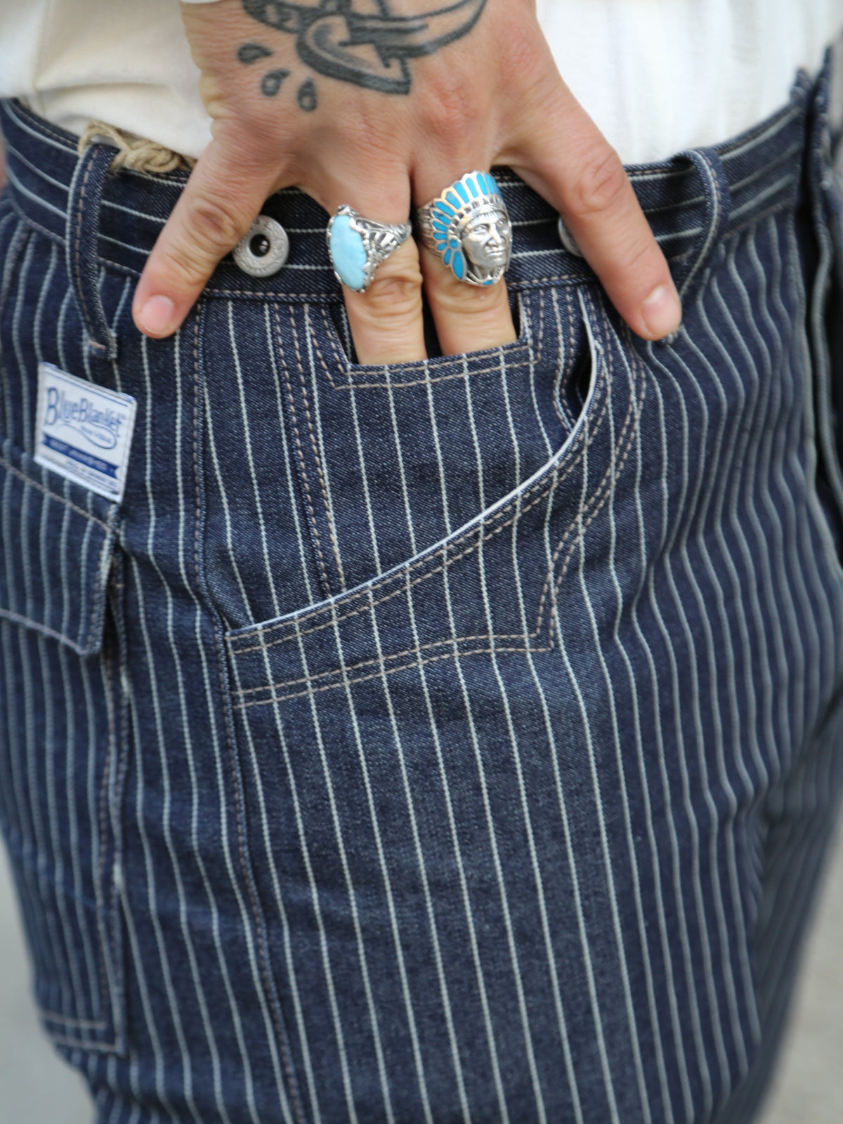 Blue Blanket 11 oz. Japanese Pinstripe Selvedge denim – Dark Indigo (IJ1 JP03)
