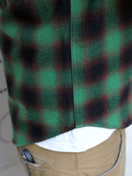 Iron Heart IHSH-373-GRN - Ultra Heavy Flannel Ombre Check Western Shirt - Green