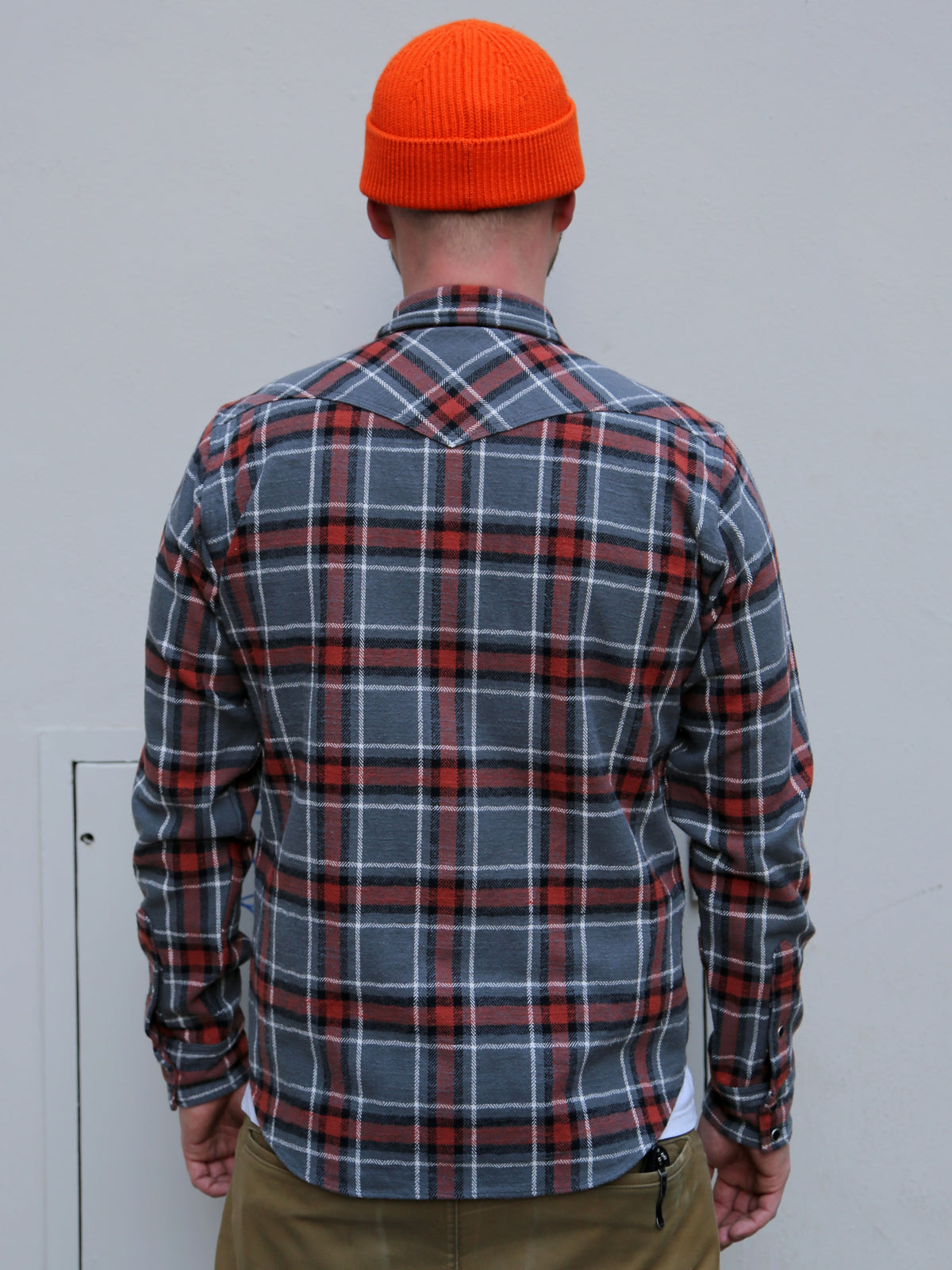 Iron Heart IHSH-369-GRY – 12oz Heavy Flannel Herringbone Check Western Shirt - Grey