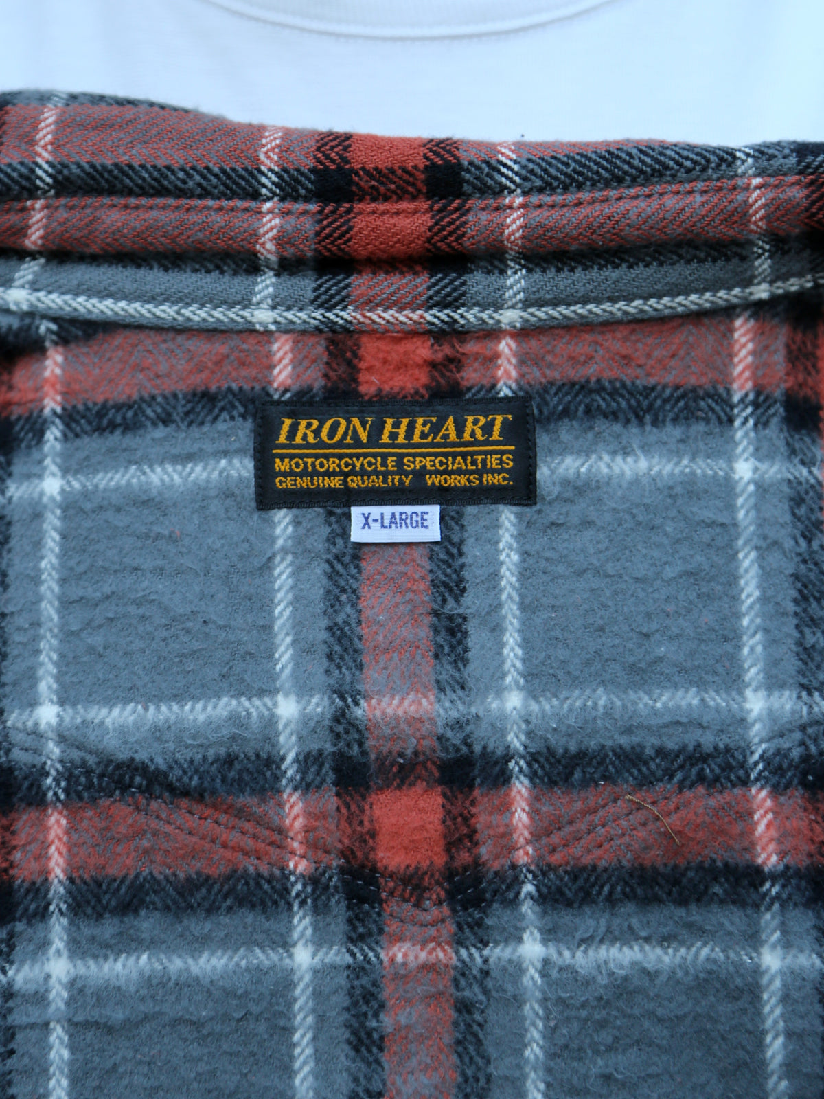 Iron Heart IHSH-369-GRY – 12oz Heavy Flannel Herringbone Check Western Shirt - Grey