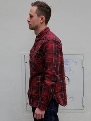 Studio d'Artisan "Midare Kasuri" Heavyweight Check Flannel Shirt – Red (5698)