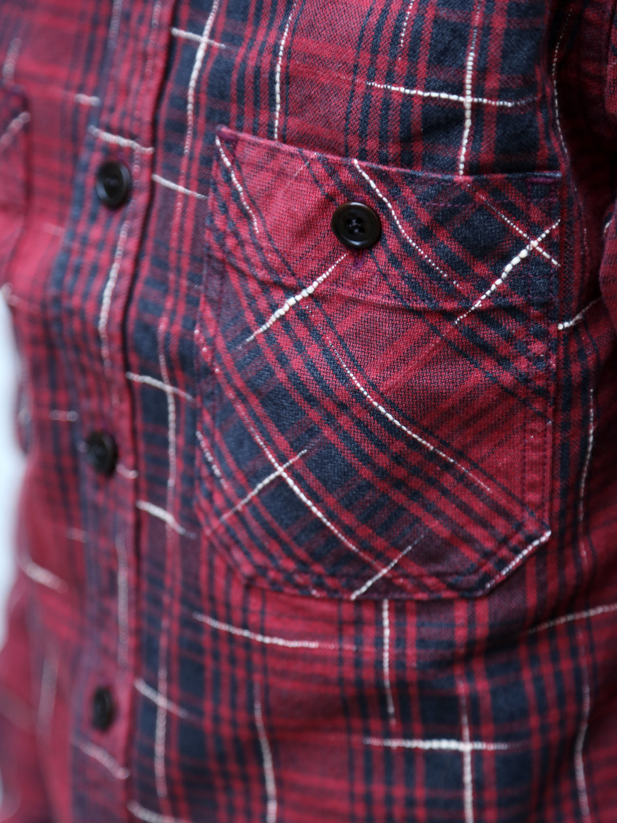 Studio d'Artisan "Midare Kasuri" Heavyweight Check Flannel Shirt – Red (5698)