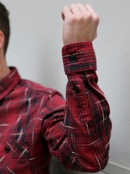 Studio d'Artisan "Midare Kasuri" Heavyweight Check Flannel Shirt – Red (5698)