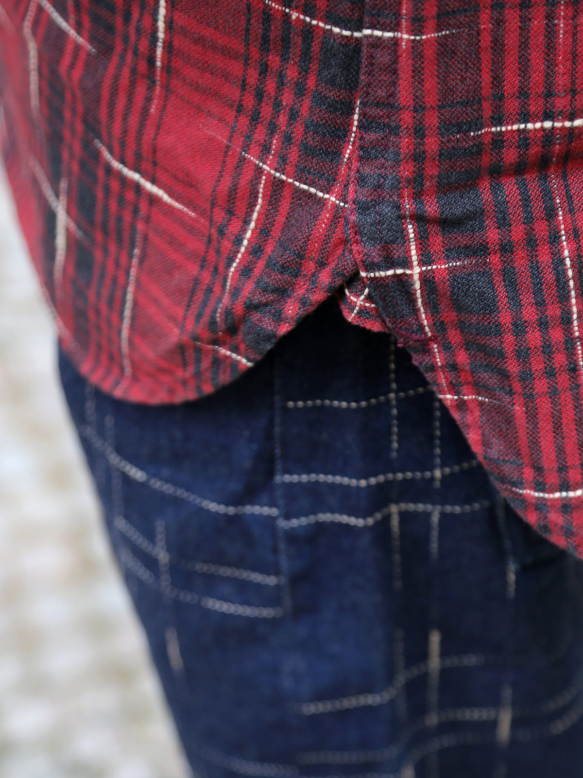 Studio d'Artisan "Midare Kasuri" Heavyweight Check Flannel Shirt – Red (5698)