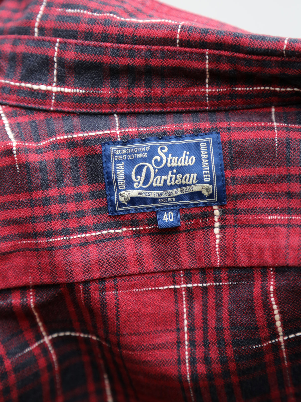 Studio d'Artisan "Midare Kasuri" Heavyweight Check Flannel Shirt – Red (5698)