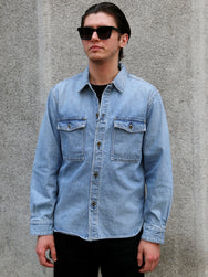 Japan Blue JBLS1018 13oz Denim CPO Shirt – Fade Wash