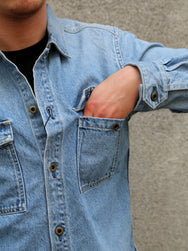 Japan Blue JBLS1018 13oz Denim CPO Shirt – Fade Wash