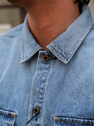 Japan Blue JBLS1018 13oz Denim CPO Shirt – Fade Wash