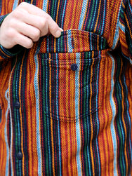 Samurai Jeans Heavyweight Rope Dyed Flannel Shirt – Indigo x Orange Stripes (SIN23-02W)