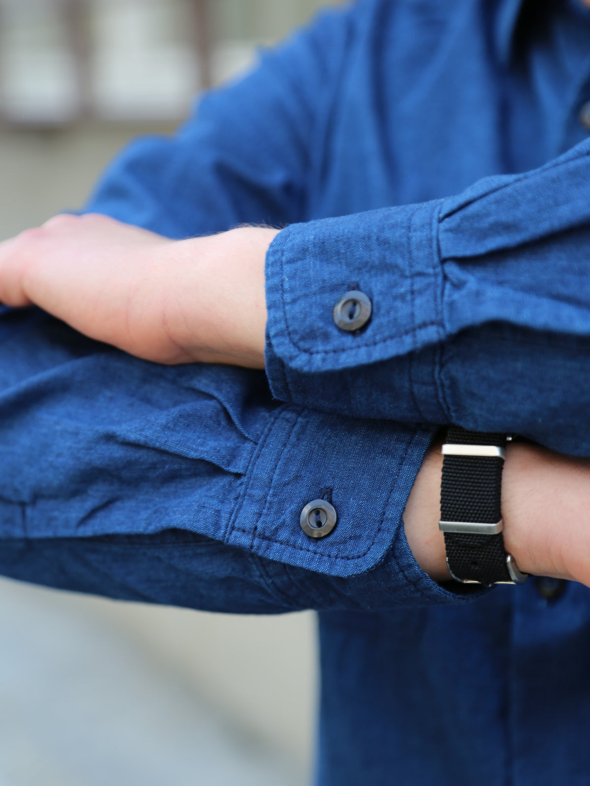 Japan Blue JBLS1016 Chambray Work Shirt – Deep Indigo