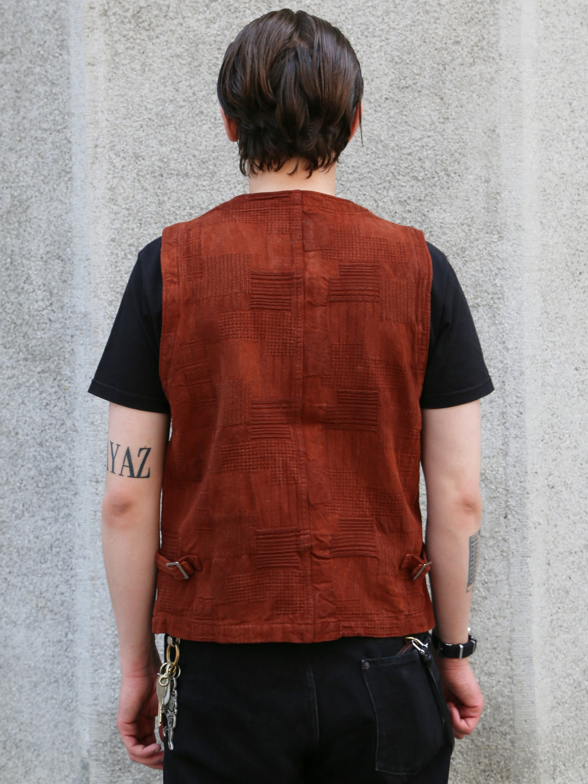 Studio D'Artisan "Amami Dorozome" Boro Jacquard Vest – Brown (4605)