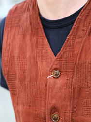 Studio D'Artisan "Amami Dorozome" Boro Jacquard Vest – Brown (4605)
