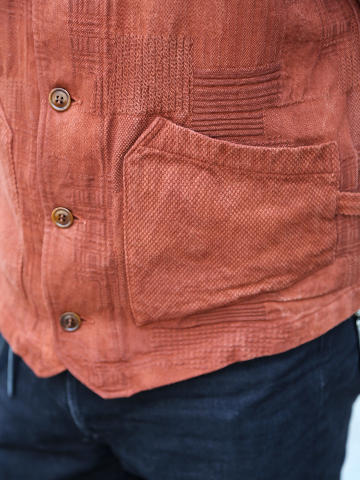 Studio D'Artisan "Amami Dorozome" Boro Jacquard Vest – Brown (4605)