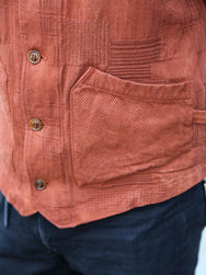 Studio D'Artisan "Amami Dorozome" Boro Jacquard Vest – Brown (4605)