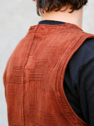 Studio D'Artisan "Amami Dorozome" Boro Jacquard Vest – Brown (4605)