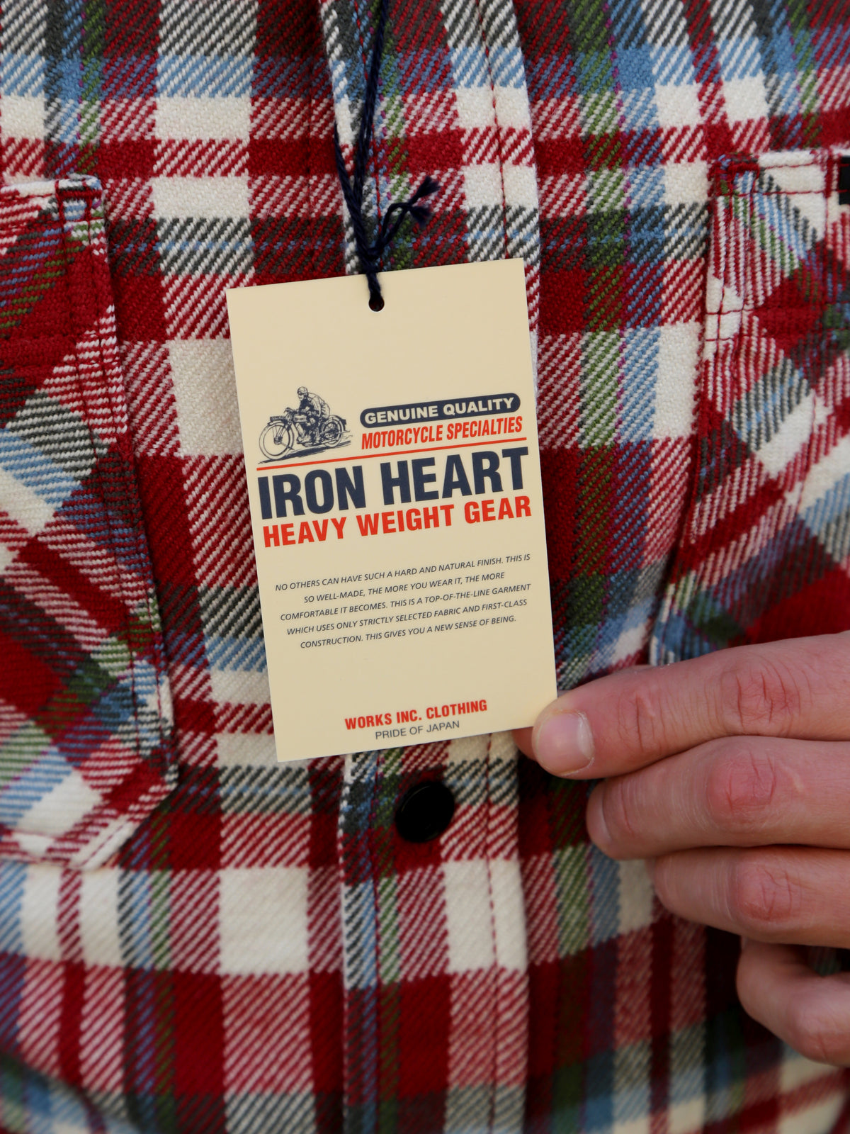 Iron Heart IHSH-371-RED Ultra Heavy Flannel Crazy Check Work Shirt - Red