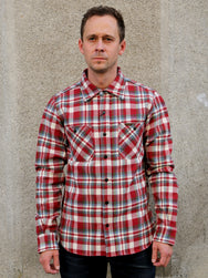 Iron Heart IHSH-371-RED Ultra Heavy Flannel Crazy Check Work Shirt - Red