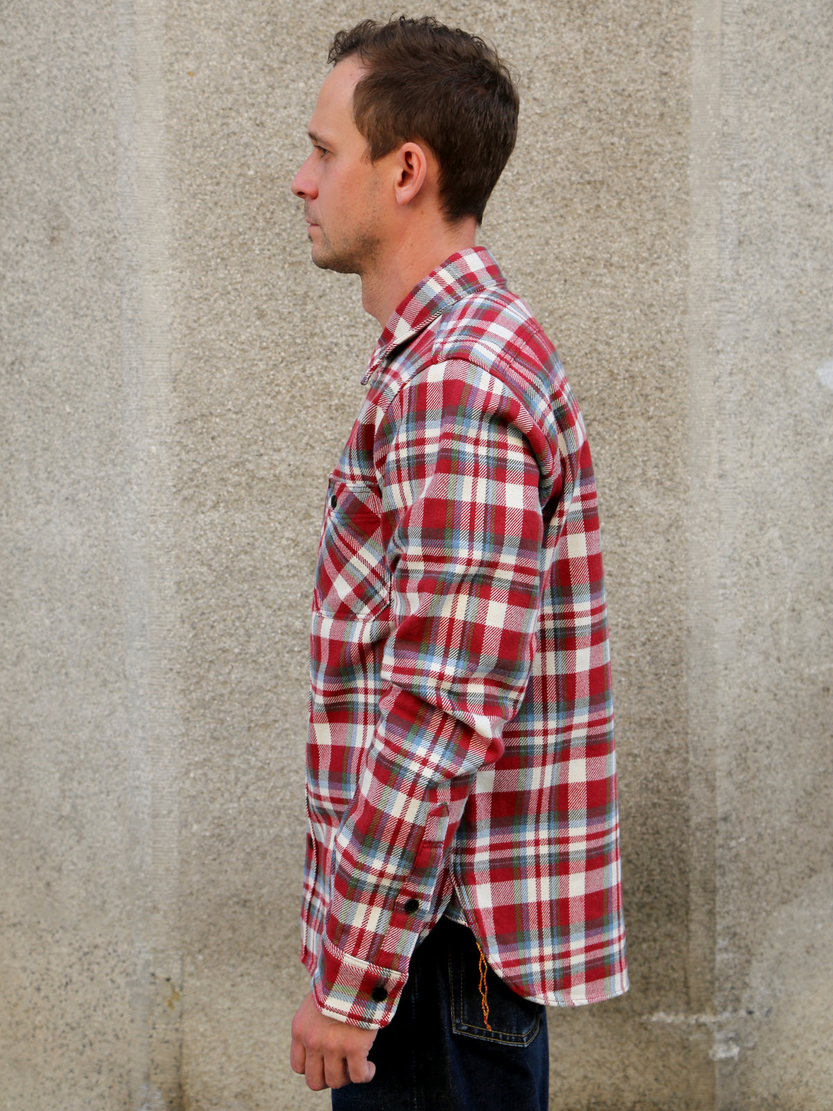 Iron Heart IHSH-371-RED Ultra Heavy Flannel Crazy Check Work Shirt - Red