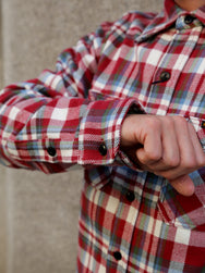 Iron Heart IHSH-371-RED Ultra Heavy Flannel Crazy Check Work Shirt - Red
