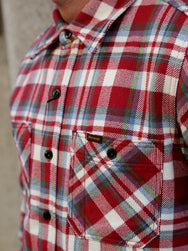 Iron Heart IHSH-371-RED Ultra Heavy Flannel Crazy Check Work Shirt - Red