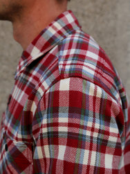 Iron Heart IHSH-371-RED Ultra Heavy Flannel Crazy Check Work Shirt - Red