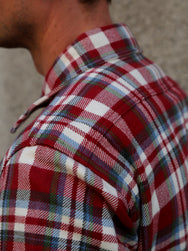 Iron Heart IHSH-371-RED Ultra Heavy Flannel Crazy Check Work Shirt - Red