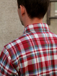 Iron Heart IHSH-371-RED Ultra Heavy Flannel Crazy Check Work Shirt - Red