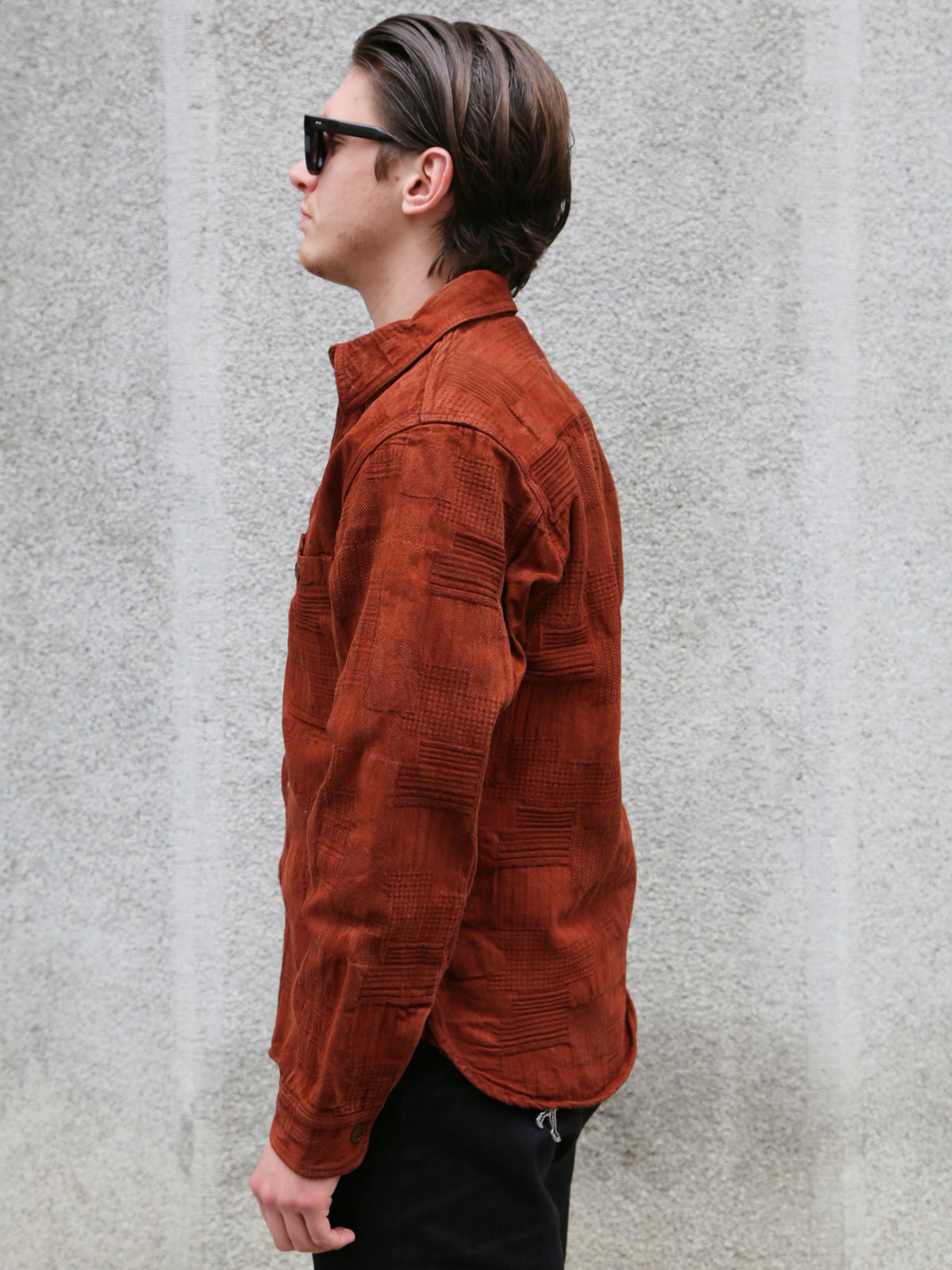 Studio D'Artisan "Amami Dorozome" Boro Jacquard Shirt – Brown (5717)