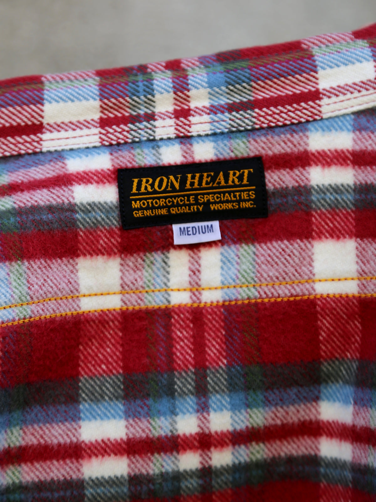 Iron Heart IHSH-371-RED Ultra Heavy Flannel Crazy Check Work Shirt - Red